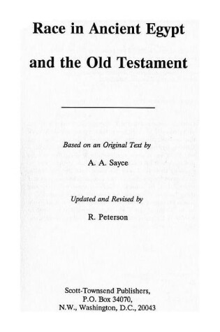 Cover of Race in Ancient Egypt and the Old Testament