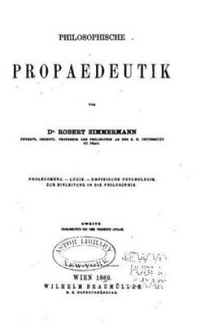 Cover of Philosophische propaedeutik