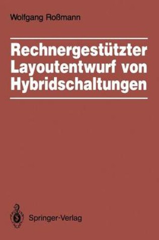 Cover of Rechnergestützter Layoutentwurf von Hybridschaltungen