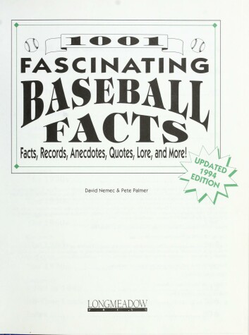 Book cover for One Thousand and One Fascinating Baseball Facts