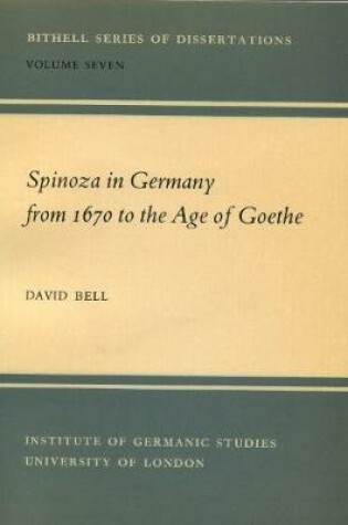 Cover of Spinoza in Germany from 1670 to the Age of Goethe