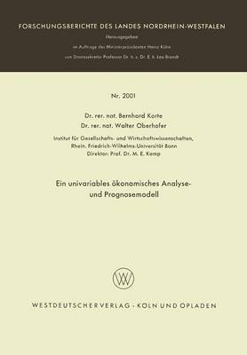 Cover of Ein univariables ökonomisches Analyse- und Prognosemodell