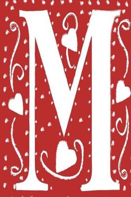 Cover of Monogram Journal Letter M Hearts Love Red White