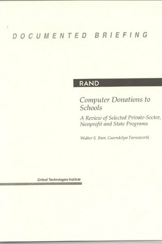 Cover of Computer Donations to Schools