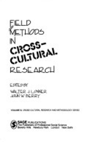 Cover of Field Methods in Cross-Cultural Research