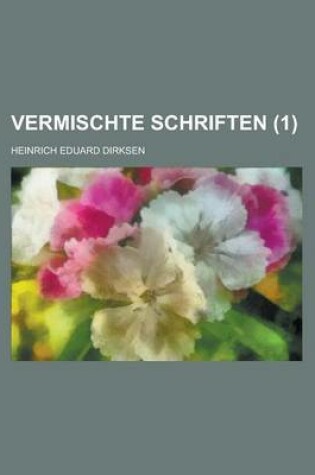 Cover of Vermischte Schriften Volume 1