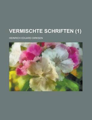 Book cover for Vermischte Schriften Volume 1