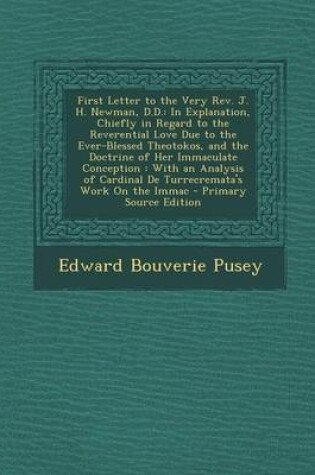 Cover of First Letter to the Very REV. J. H. Newman, D.D.