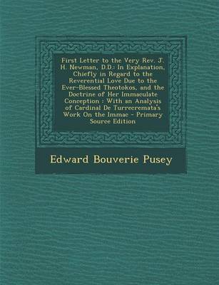 Book cover for First Letter to the Very REV. J. H. Newman, D.D.