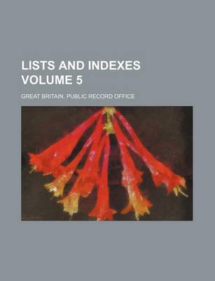 Book cover for Lists and Indexes Volume 5