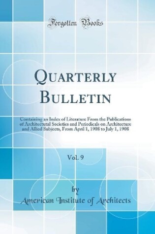 Cover of Quarterly Bulletin, Vol. 9