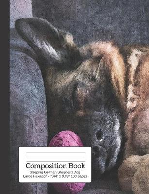 Cover of Composition Book Sleeping German Shepherd Dog - Large Hexagon