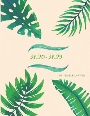 Book cover for 2020-2029 10 Ten Year Planner Monthly Calendar Fern Leaves Goals Agenda Schedule Organizer
