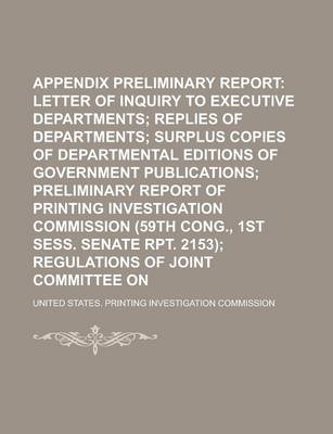 Book cover for Appendix and Preliminary Report