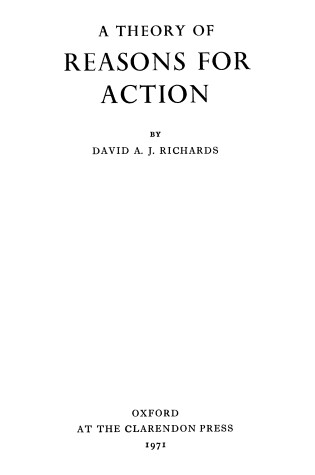 Cover of Theory of Reasons for Action