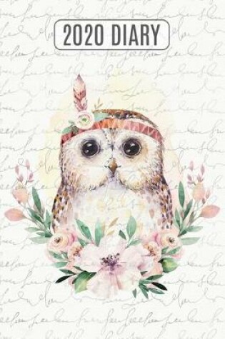 Cover of 2020 Daily Diary Planner, Watercolor Owl & Flowers
