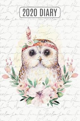 Book cover for 2020 Daily Diary Planner, Watercolor Owl & Flowers