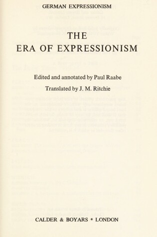 Cover of Era of German Expressionism