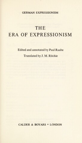 Cover of Era of German Expressionism