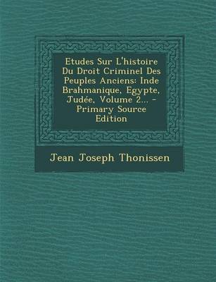 Book cover for Etudes Sur L'histoire Du Droit Criminel Des Peuples Anciens