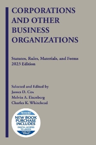 Cover of Corporations and Other Business Organizations, Statutes, Rules, Materials, and Forms, 2023