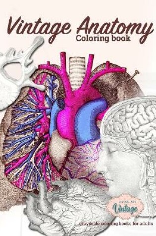 Cover of Vintage, anatomy coloring book, grayscale coloring books for adults