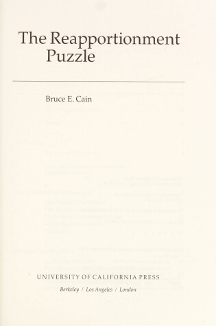 Cover of The Reapportionment Puzzle