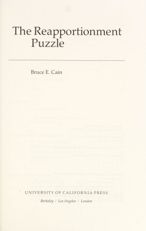 Book cover for The Reapportionment Puzzle