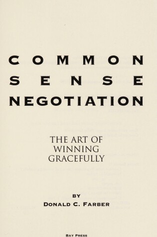 Cover of Common Sense Negotiation