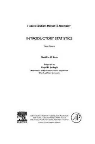 Cover of Introductory Statistics, Student Solutions Manual (E-Only)