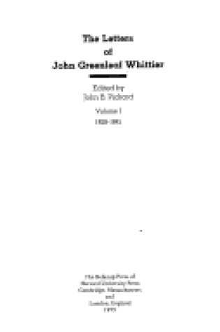 Cover of The Letters of John Greenleaf Whittier