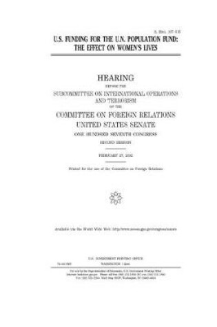 Cover of U.S. funding for the U.N. Population Fund