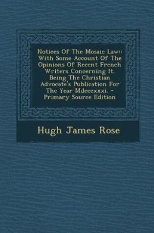 Cover of Notices of the Mosaic Law