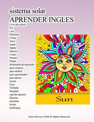 Book cover for sistema solar APRENDER INGLES Livro de colorir Sol Lua Mercúrio Vênus Terra marte Júpiter Saturno Urano Netuno Plutão ferramenta de educação para crianças para adultos para aposentados