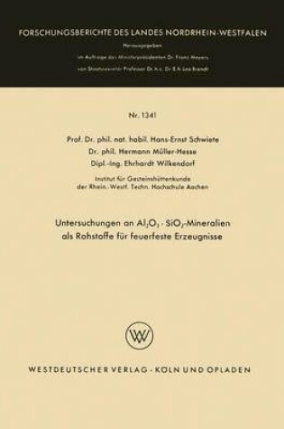 Cover of Untersuchungen an Al2o3 - Sio2-Mineralien ALS Rohstoffe Fur Feuerfeste Erzeugnisse