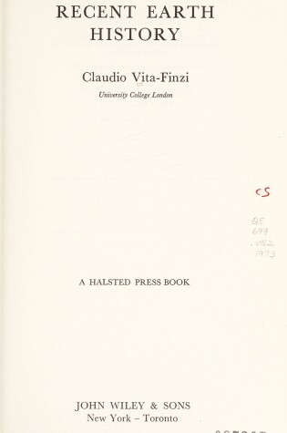 Cover of Vita-Finzi: Recent *Earth History*