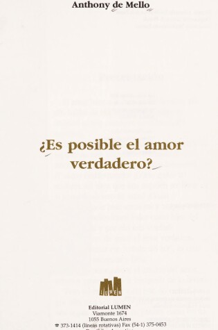 Cover of Es Posible El Amor Verdadero
