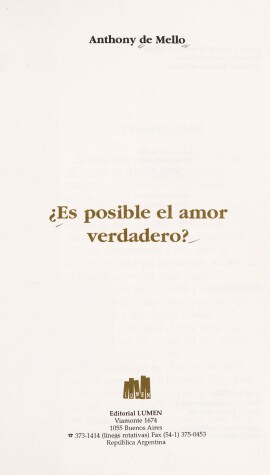 Book cover for Es Posible El Amor Verdadero