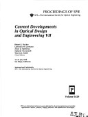 Book cover for Current Developments in Optical Design & Engineering VII