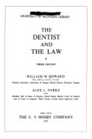 Cover of Dentist and the Law