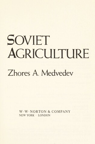 Cover of Soviet Agriculture