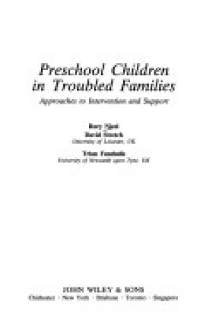 Cover of Preschool Children in Troubled Families