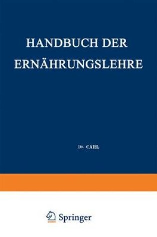 Cover of Handbuch Der Ernahrungslehre