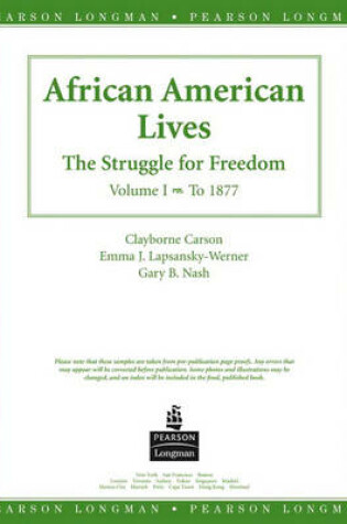 Cover of African American Lives, American History, Preliminary Edition, Volume I