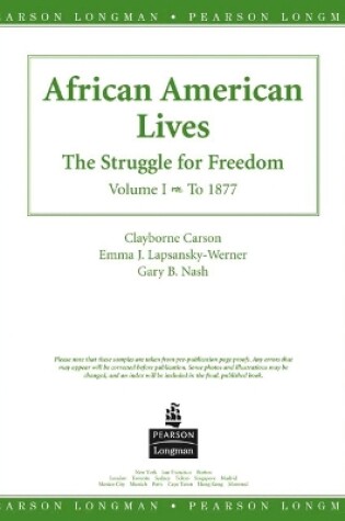 Cover of African American Lives, American History, Preliminary Edition, Volume I