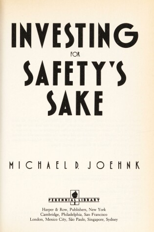 Cover of Investing for Safety's Sake