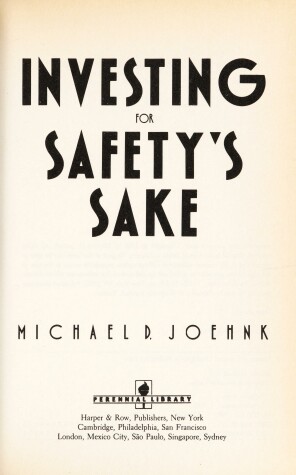 Book cover for Investing for Safety's Sake