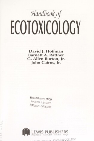 Cover of Handbook of Ecotoxicology, Second Edition