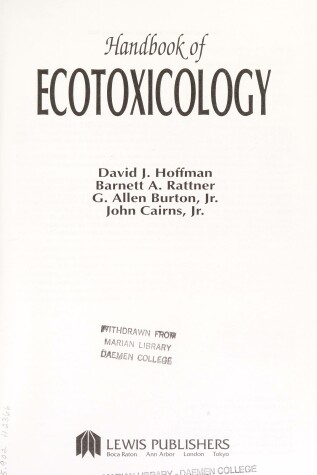 Book cover for Handbook of Ecotoxicology, Second Edition