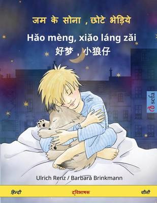 Book cover for Sleep Tight, Little Wolf. Bilingual Children's Book (Hindi - Chinese)